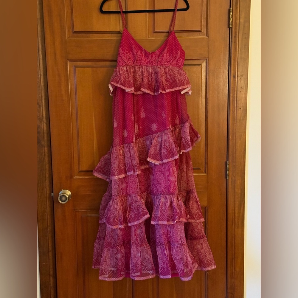 Anthropologie Let Me Be Sleeveless Sheer Tiered Dress